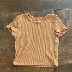 American Eagle Outfitters Ribbed Brown Short Sleeve Tee